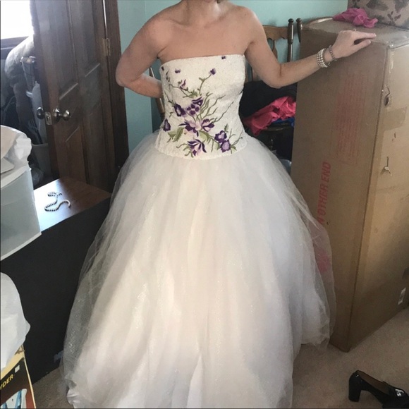 Dress | White and purple tulle formal dress - Picture 2 of 5